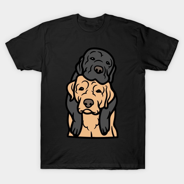 A cute Labrador and a Golden Retriever Drawing | 2 Dogs Sitting With Their Backs To You | For Labrador Owners | For Golden Retriever Owners T-Shirt by elhlaouistore